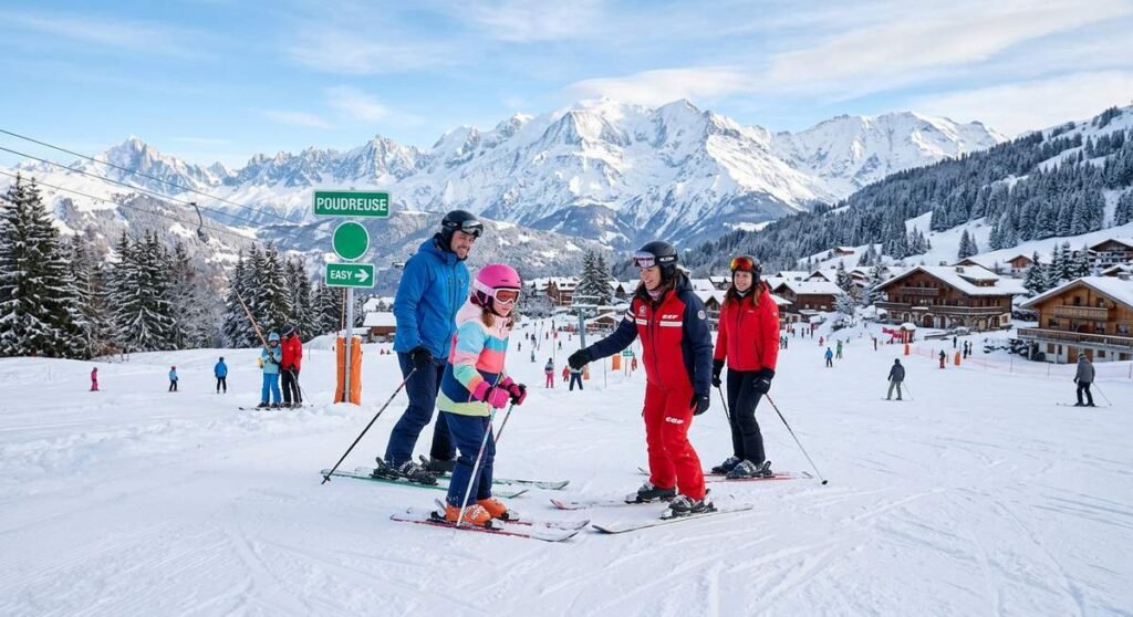Best skiing destinations for beginners — scenic mountain view with gentle slopes