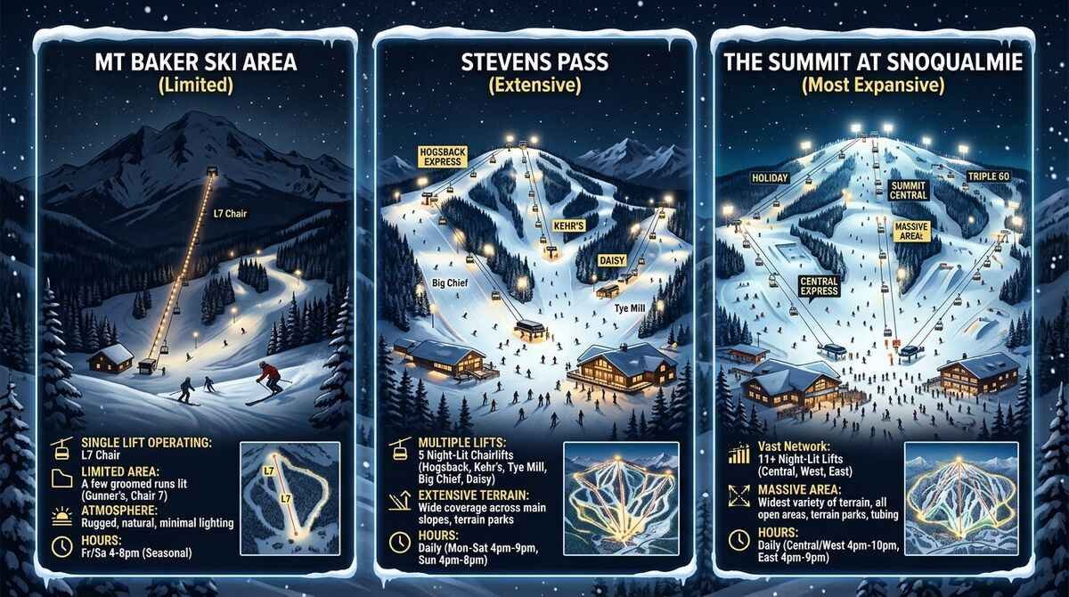 how mt baker night skiing compares to other washington resorts