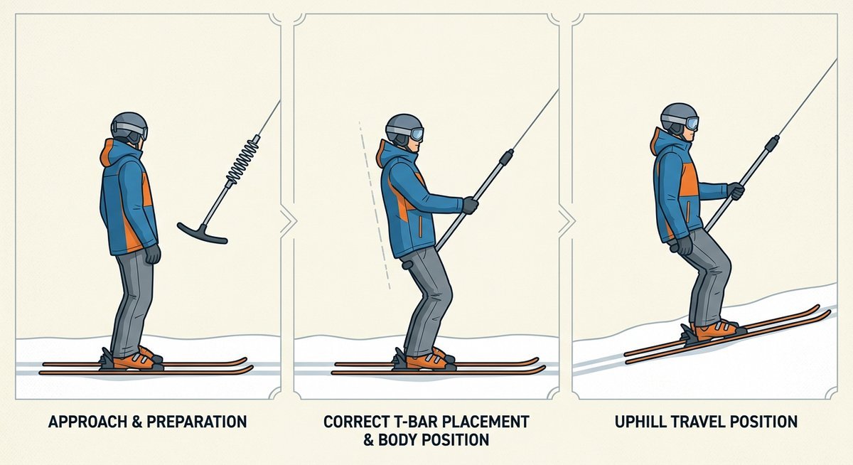 how to ride a t bar step by step for skiers and snowboarders