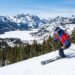 Aerial view of June Mountain ski runs above the June Lake Loop in California's Eastern Sierra Nevada