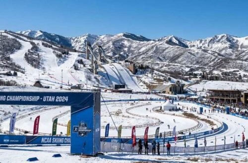 NCAA skiing championships 2026 at Utah Olympic Park and Soldier Hollow Nordic Center with mountain backdrop