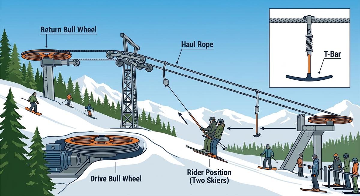 what is a t bar ski lift and how does it work