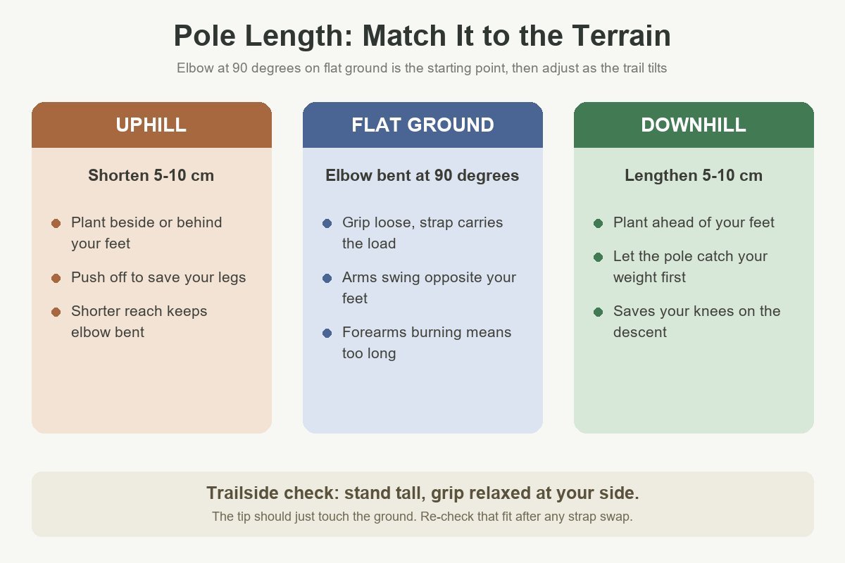 set your pole length for the terrain